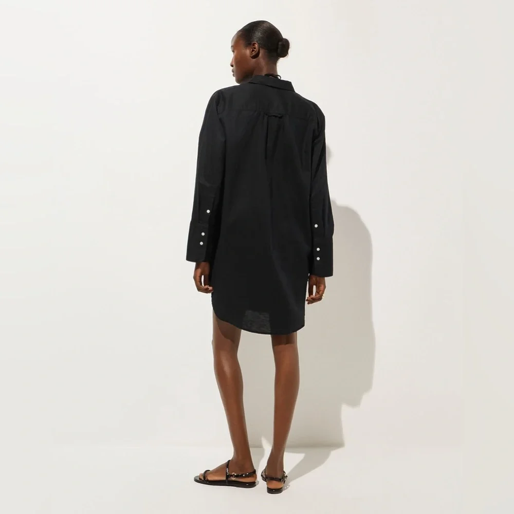 NWT J.Crew Relaxed-fit beach shirt in linen-cotton blend swim cover up SzS black
